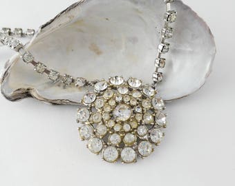Vintage Diamante Necklace - Bridal Necklace - Rhinestone Necklace - Something Old - Gift for Women - Wedding Jewelry - Mother's Day Gift