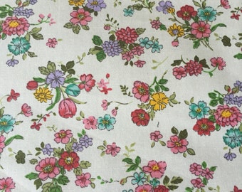 Pink floral fabric - Rose and Hubble 100% cotton poplin fabric UK