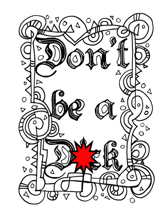 Download Swear Word Coloring sheet Page Printable don't dck