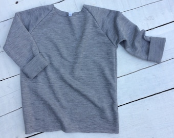 Grey Sweatshirt; Raw Edge Sweatshirt; Baby Sweatshirt; Toddler Sweatshirt, Modern Baby Sweater, Gift Idea