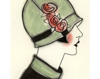 Art Deco print - art print . Art Deco Millie 4 X 6 print - 4 for 3 SALE