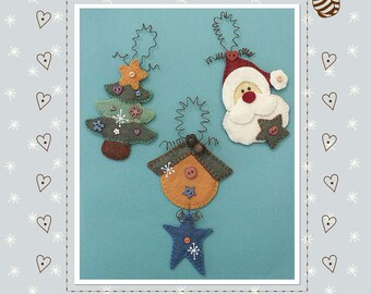 Xmas Tree Hangers Felt Pattern - Christmas Decorations