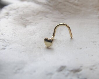 Golden Tiny Heart Nose ring Stud..20g