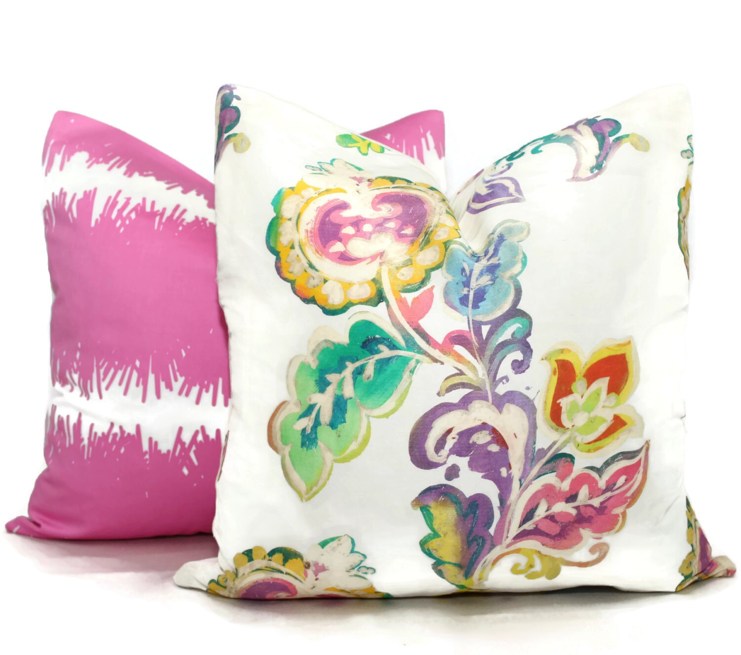 Silk Floral Pillow Cover 18x18 20x20 or 22x22 Accent Pillow