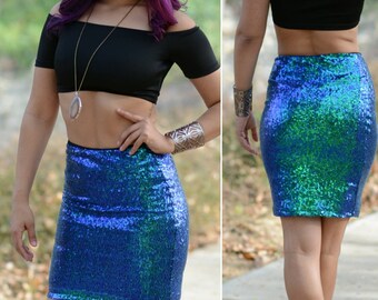 L Only - Iridescent Pencil Sequin Skirt 20 inches - Stretchy, beautiful knee length skirt. Last ones! Ships asap!