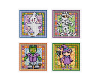 Halloween Characters - Set of 4 - Durene J Cross Stitch Patterns