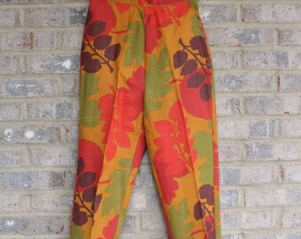 1960s Women's Pants | Vintage Pattern Pants | Straight Leg Printed Pants | 1960s Pattern | Retro Pants Straight Legged Pants