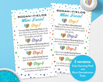 Rodan and Fields Mini Facial Cards, Instant Download, Give it a glow, RF Mini Facial, Facial Instructions, Microdermabrasion, Daily Mask