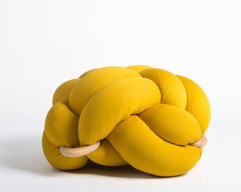 Medium knot Floor Cushions in mustard , Knot Floor Pillow pouf, pouf, floor cushion, floor pillow, pouf ottoman,