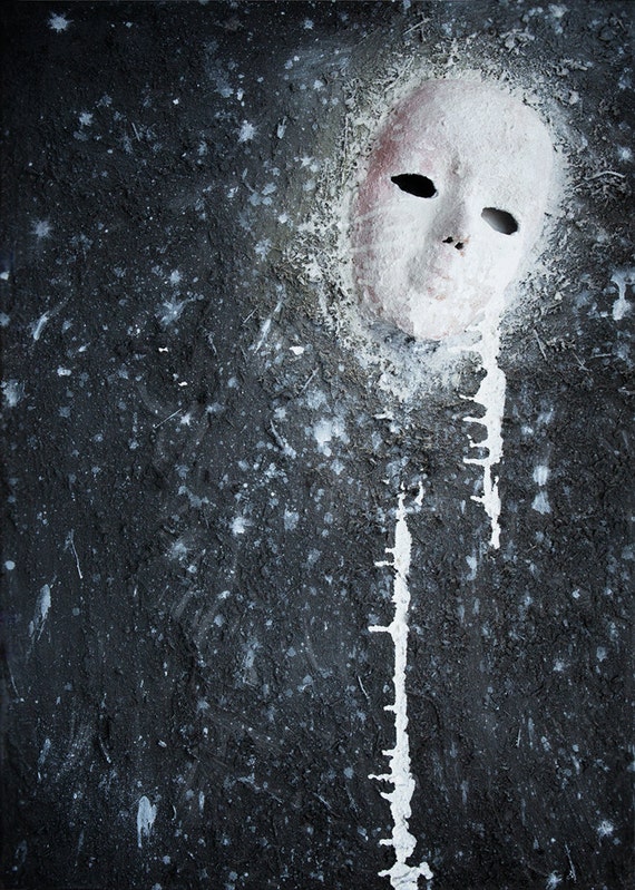 3D MASK PAINTING Portrait Acrylic Contemporary White Mask