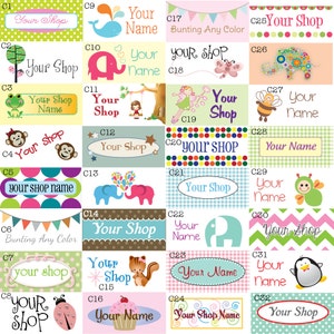 Custom Made Fabric Labels - Sew-On OR Iron-On - Uncut - Free Customization Using Any Premade Design Shown