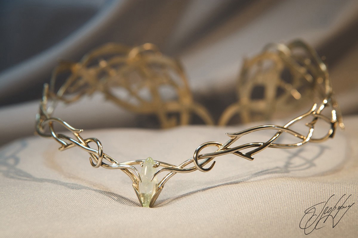 elf jewelry wedding tiara elven king natural aquamarine