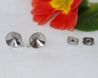 Stainless Steel Rivoli Earring Findings, 8 mm
