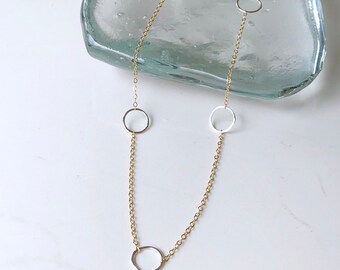 Mixed metal circle necklace