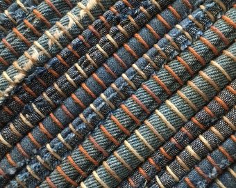 Hand Woven Rag Rug Blue Denim 28" x 56"