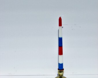 Patriotic Taper Candle, 4th of July, independence day, red white & blue,memorial day, Patriot Candle, unscented, painted candle, Alcohol ink