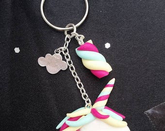 Magical unicorn and marshmallow keychain