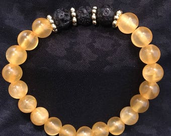 Dyed Yellow Jade Lava Rock Essential Oil Diffuser Bracelet
