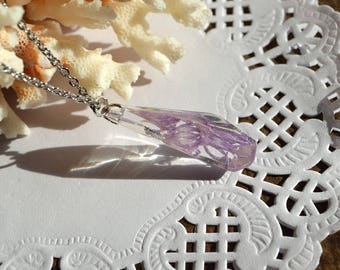 resin necklace dried flowers romantic jewely resin xmas gift for women birthday jewelry botanical necklace terrarium pendant lilac necklace