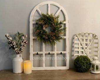 window pane decor rustic wreath favorite farmhouse distress fixer upper grapevine housewarming gift