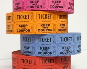 raffle tickets 2 part 100 mixed color tickets, 100 tickets