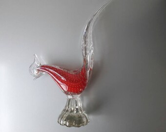 Murano glass hand-blown Red Pheasant