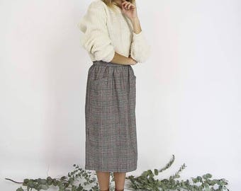 High Waisted Pleated Wool Skirt