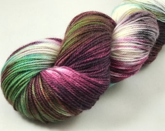 Hand Dyed Sock Yarn, Superwash Merino, Cashmere, Nylon, 382 Yards, 100g "Amaranth"