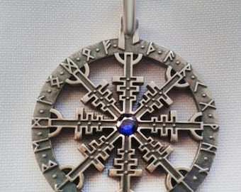 Viking Helm, amulet pendant, The Helm of Awe (Aegishjalmur) Viking Pendant, Sterling Silver, Scandinavian Norse, Viking Jewelry