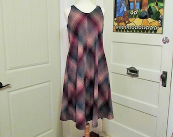 vintage plaid dress, small, made in Canada