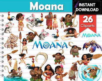 Instant Download - Baby Moana Vaiana Maui Pua Heihei Cliparts Transparent PNG - DIY Parties and Scrapbooking