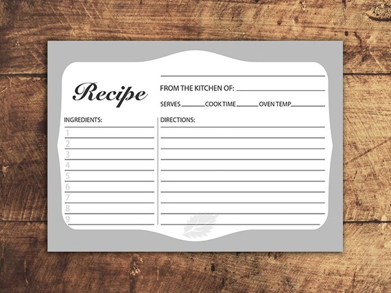 Items similar to Recipe Card, 5x7 Printable Recipe Cards, Bridal Shower ...