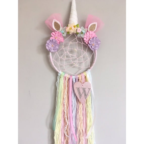 Personalised Unicorn Dreamcatcher with added webbing/Nursery