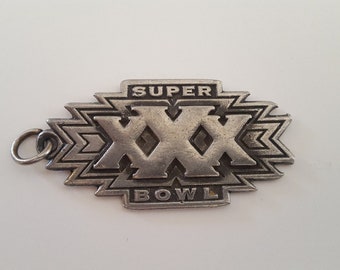 Vintage Super Bowl XXX keyring fob, Sun Devil Stadium January 28, 1996 Dallas Cowboys vs Pittsburgh Steelers