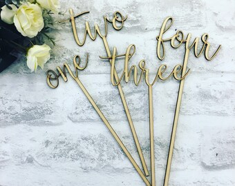 Wooden Table Number Sticks, Wedding Table Numbers made from Wood, Table numbers on sticks