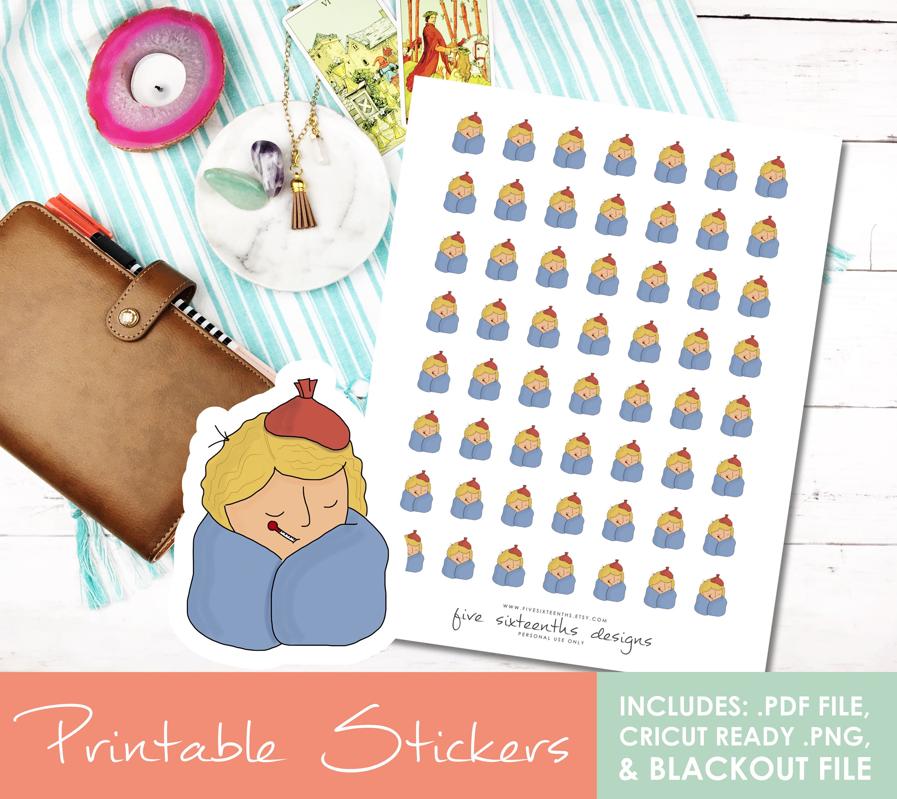 Printable Doodle Sick Day Girl Rose Hand Drawn Stickers Printable Doodle Sick Day Girl Rose Hand Drawn Stickers