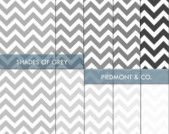 INSTANT DOWNLOAD - Shades of Grey Chevron Digital Paper Pack