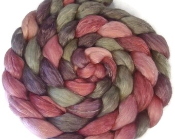 Handpainted Merino Tencel Roving - 4 oz. PAPER ROSES - Spinning Fiber