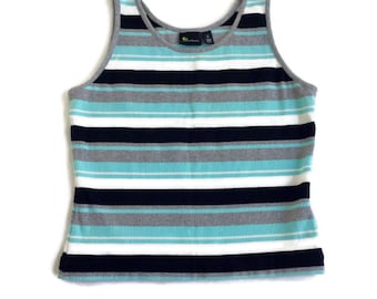 90's striped ribbed crop tank top S