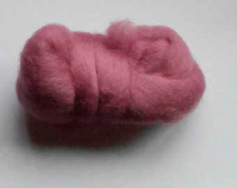 Rose Pink Colored Corriedale Wool Roving to Spin or Felt