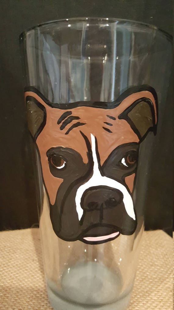 Custom painted pet wineglass, bull dog, pit bull, bulky breeds, animal lover gift