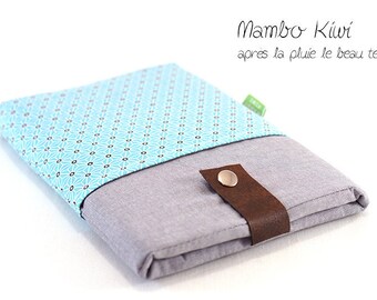 Etui tablette samsung, Etui iPad 1 2 3 4, Housse pour tablette tissu japonais, pochette bleue tablette Lenovo, Housse tablette japonais