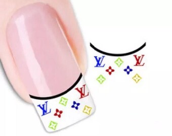 Louis Vuitton LV New 20 3D Designed Nail Art Sticker Water Decals Transfer nail tips (1sheet)