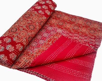 Traditional handblock Kantha,Bedcover,Bedspread,Blanket,Throw,Kantha Quilt,handart Kantha Queen Size Quilt,king size Quilt,Baby quilt throw