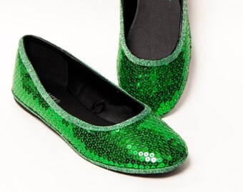 Sequin - Kelly Green Ballet Flat Slippers Shoes