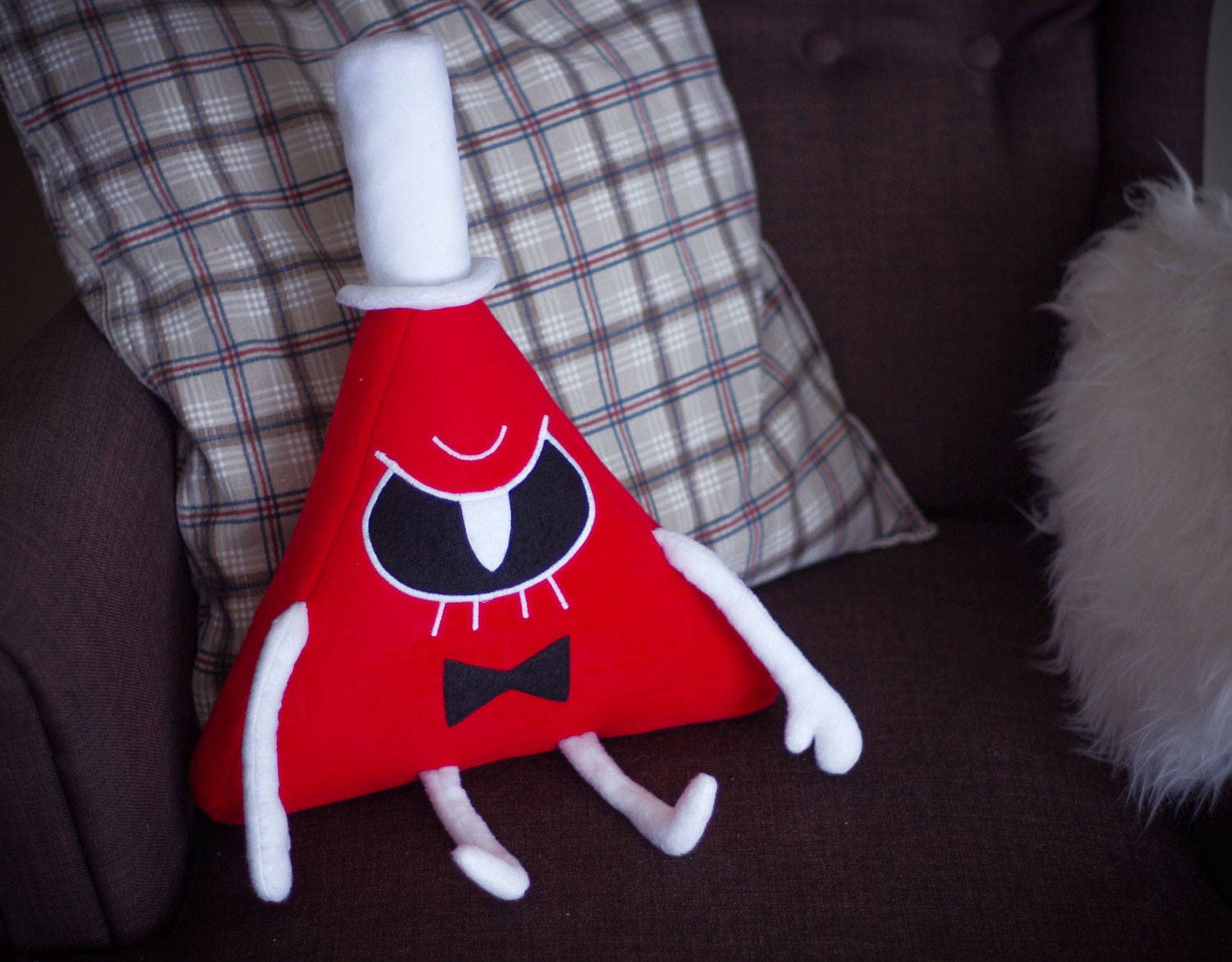 Red Angry Bill Cipher Soft Toy Plushie Handmade Fleece Stuffed