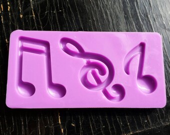 Music notes silicone mold - 3 cavities