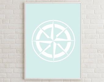 Compass Rose Decor, Compass Wall Art, Printable Windrose, Printable Rose of the Winds Wall Art, Coastal Printable, Coastal Decor Print