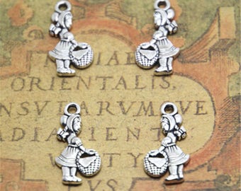 25pcs Little Red Riding Hood Charms silver tone Little Red Riding Hood charm pendants 22x12mm ASD1883