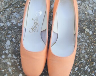 Vintage Orange Sherbert Silk Pumps 5.5 M